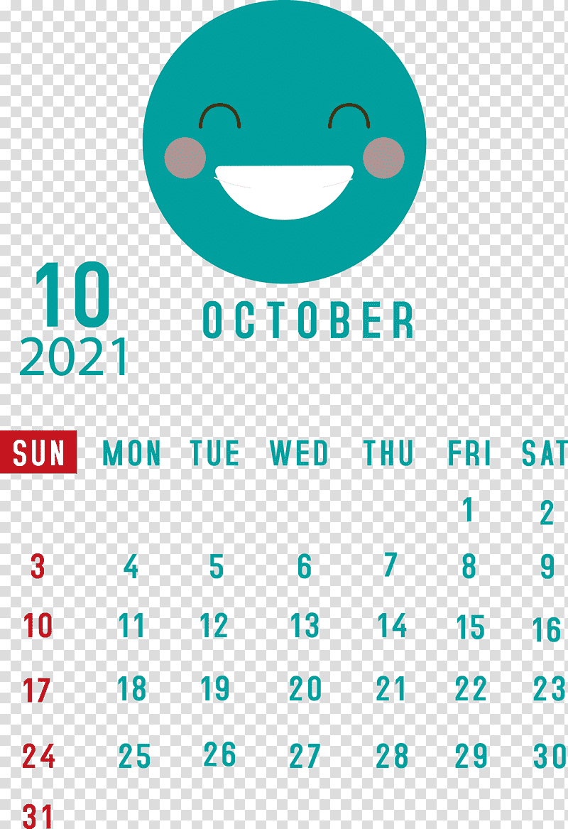 October 2021 Printable Calendar October 2021 Calendar, Logo, Aqua M, Line, Meter, Happiness, Microsoft Azure transparent background PNG clipart
