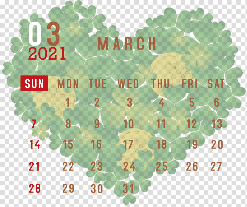March 2021 Printable Calendar March 2021 Calendar 2021 Calendar, March Calendar, St Patricks Cathedral, Saint Patricks Day, Shamrock, Irish People, Luck transparent background PNG clipart