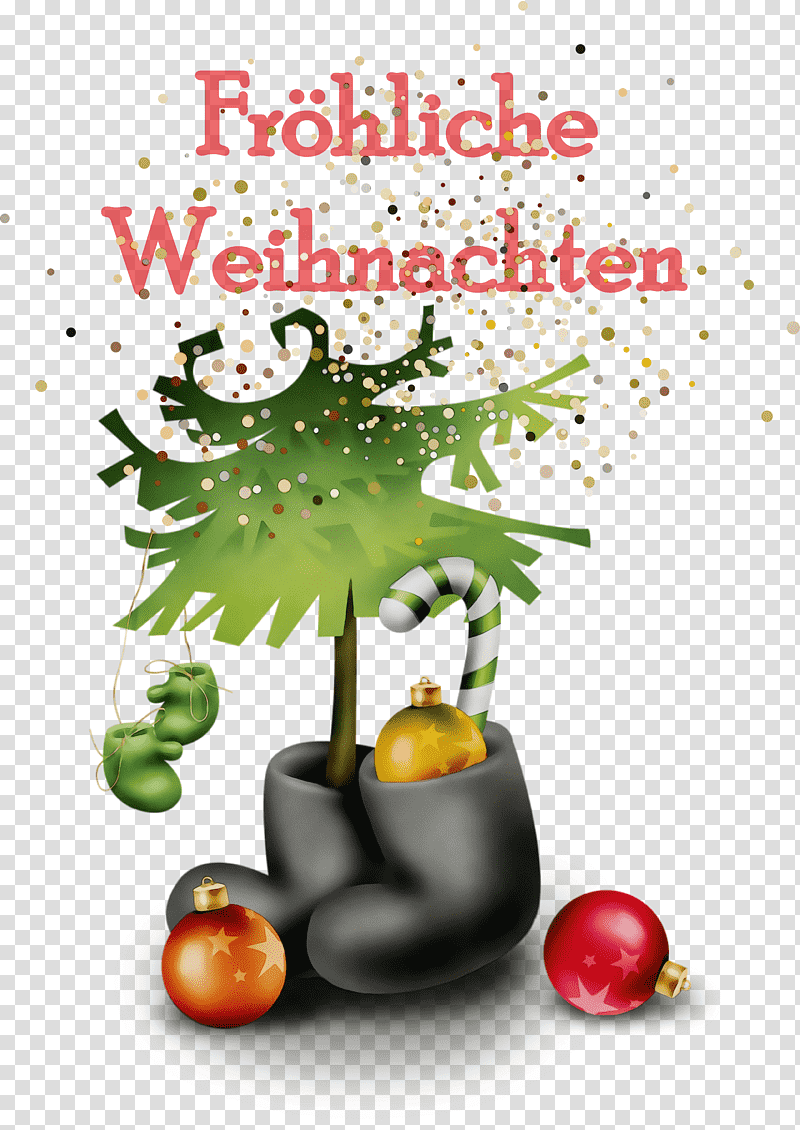 Christmas Day, Frohliche Weihnachten, Merry Christmas, Watercolor, Paint, Wet Ink, Boot transparent background PNG clipart