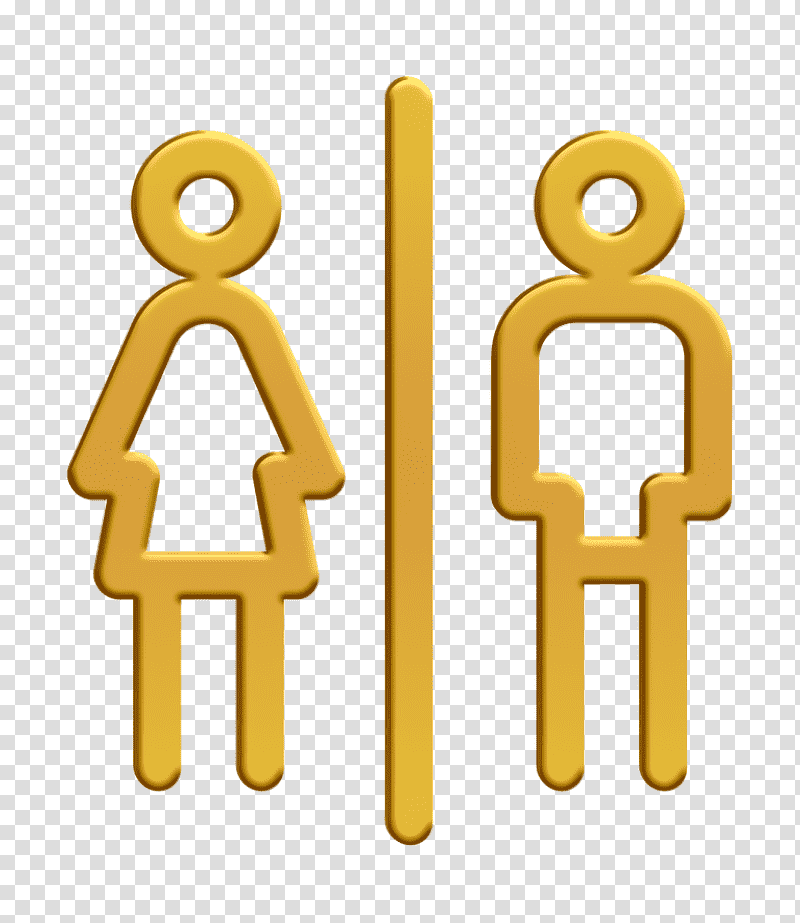 City elements icon Toilets icon Restroom icon, Yellow, Line, Meter, Number, Jewellery, Human Body transparent background PNG clipart