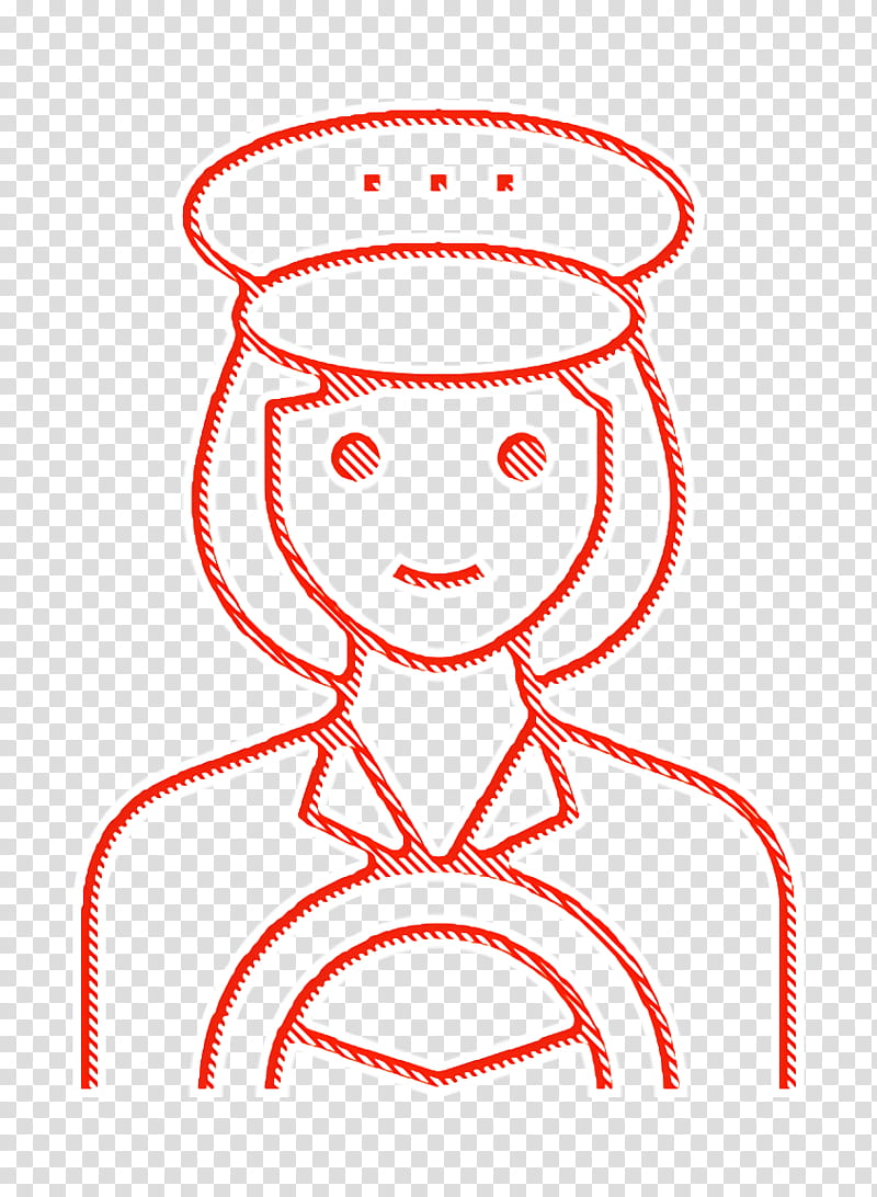 Occupation Woman icon Professions and jobs icon Taxi driver icon, Face, White, Facial Expression, Line Art, Head, Smile, Pleased transparent background PNG clipart