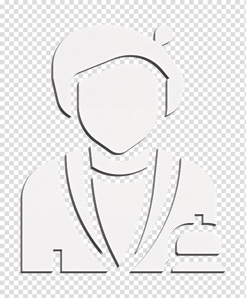Jobs and Occupations icon Professions and jobs icon Receptionist icon, Blackandwhite, Line Art, Headgear, Coloring Book, Personal Protective Equipment transparent background PNG clipart