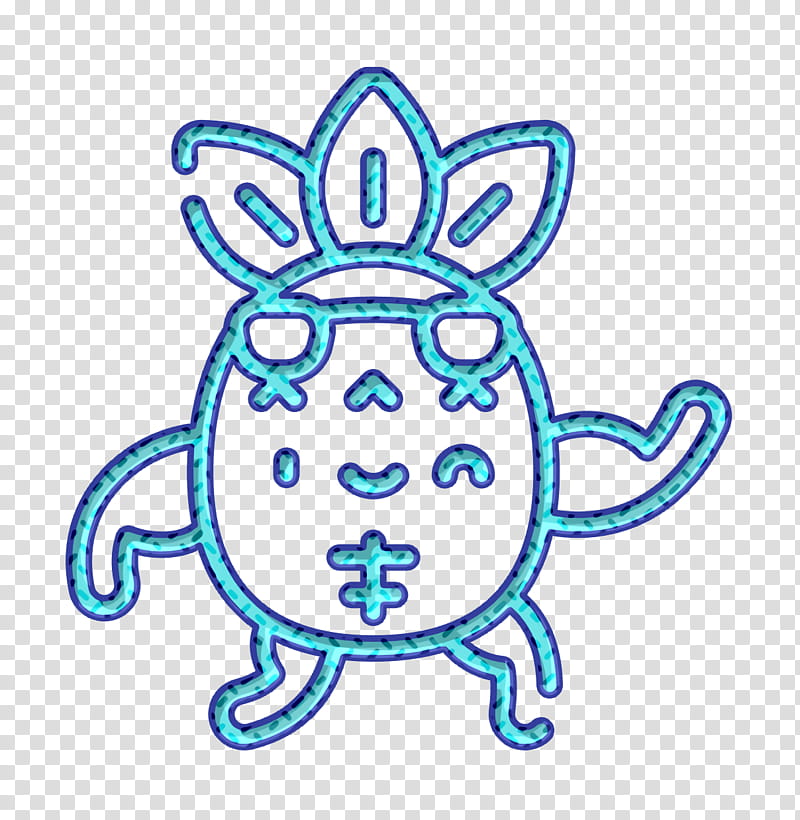 Pineapple Character icon Strong icon, Blue, White, Line, Sticker, Line Art, Coloring Book transparent background PNG clipart