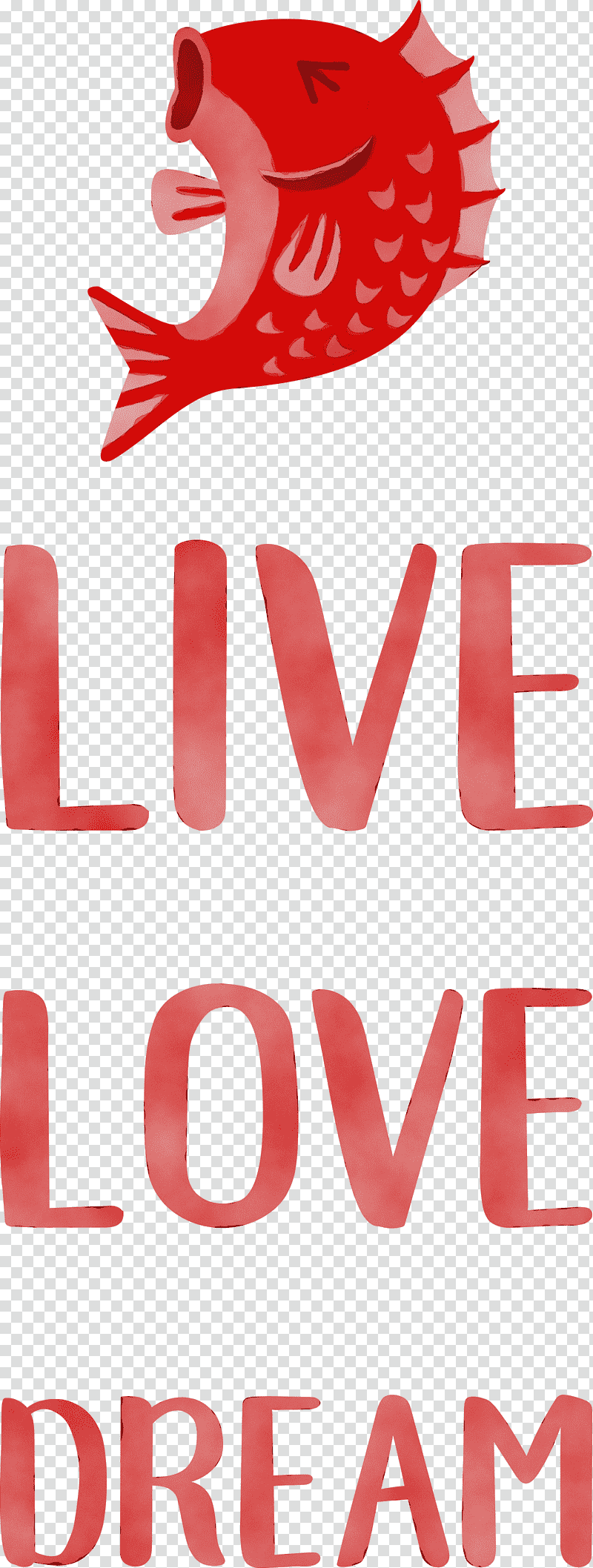 cricut cartoon drawing fish logo, Live, Love, Dream, Watercolor, Paint, Wet Ink transparent background PNG clipart