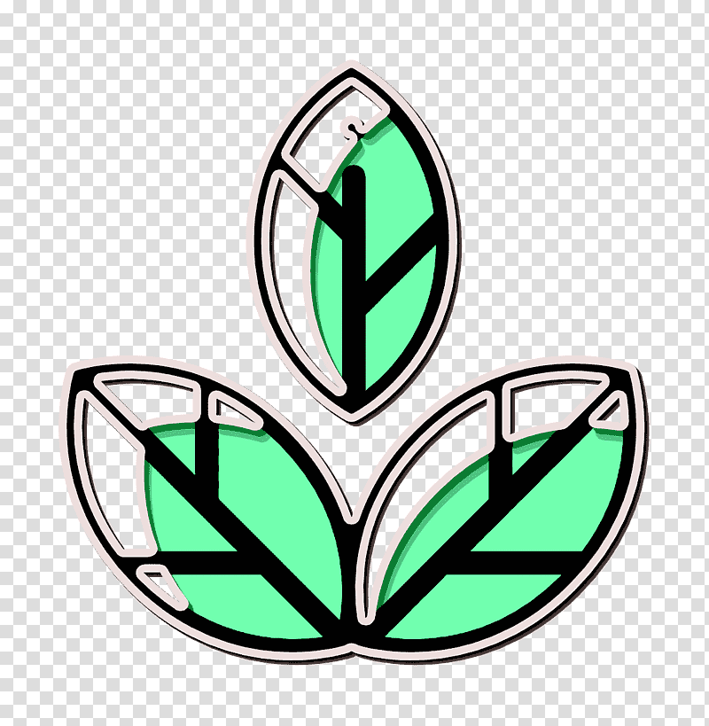 Leafs icon Fabric features icon Leaf icon, Green, Line, Symbol, Geometry, Biology, Plant Structure transparent background PNG clipart