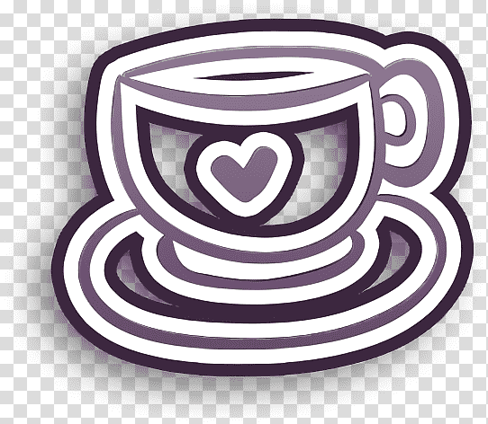 Coffee cup with heart icon Tea icon Saint Valentine Outline icon, Logo, Symbol, Circle, Meter, Mathematics, Precalculus transparent background PNG clipart