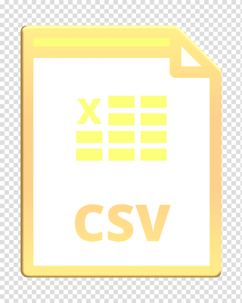 Files types icon Csv icon, Logo, Yellow, Paper, Line, Mathematics, Geometry transparent background PNG clipart