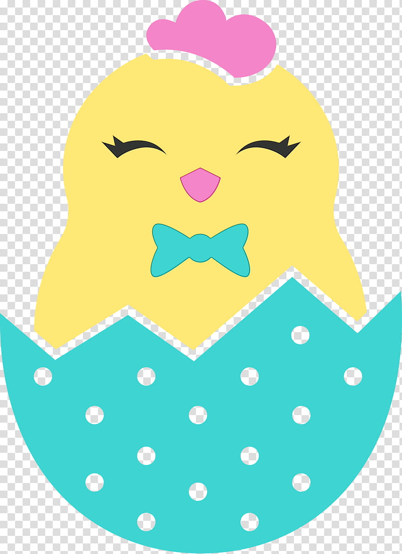 Polka dot, Chick In Eggshell, Easter Day, Adorable Chick, Watercolor, Paint, Wet Ink, Turquoise transparent background PNG clipart