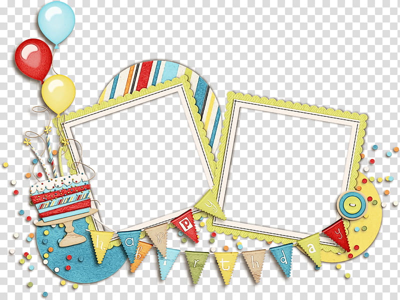 Happy Birthday Frame, Watercolor, Paint, Wet Ink, Frame, Scrapbooking, Birthday
, Drawing transparent background PNG clipart