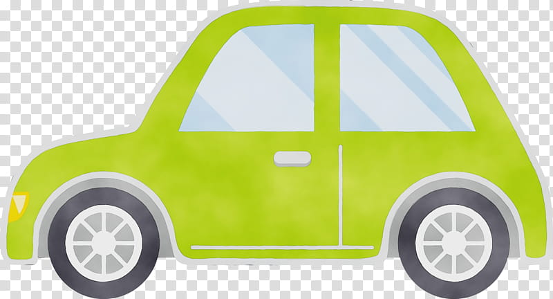 City car, Cartoon Car, Watercolor, Paint, Wet Ink, Vehicle, Yellow, Electric Car transparent background PNG clipart