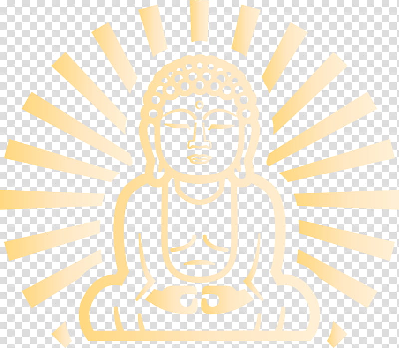 Buddha, Head, Yellow, Line transparent background PNG clipart
