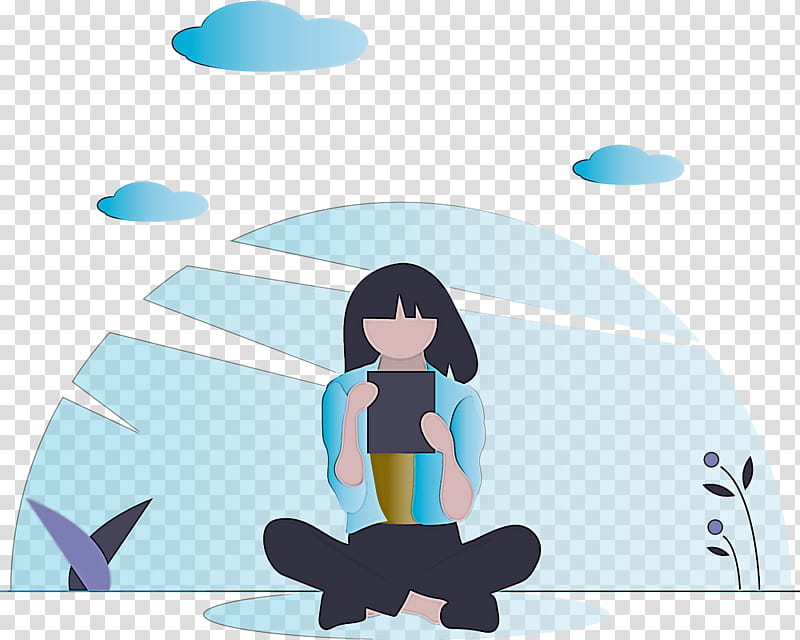 Reading Girl, Cartoon, Sitting, Physical Fitness, Animation transparent background PNG clipart