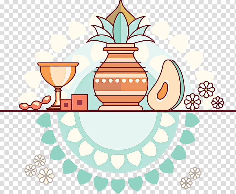 ugadi Yugadi Hindu New Year, Turquoise, Line, Drinkware, Tableware, Logo transparent background PNG clipart