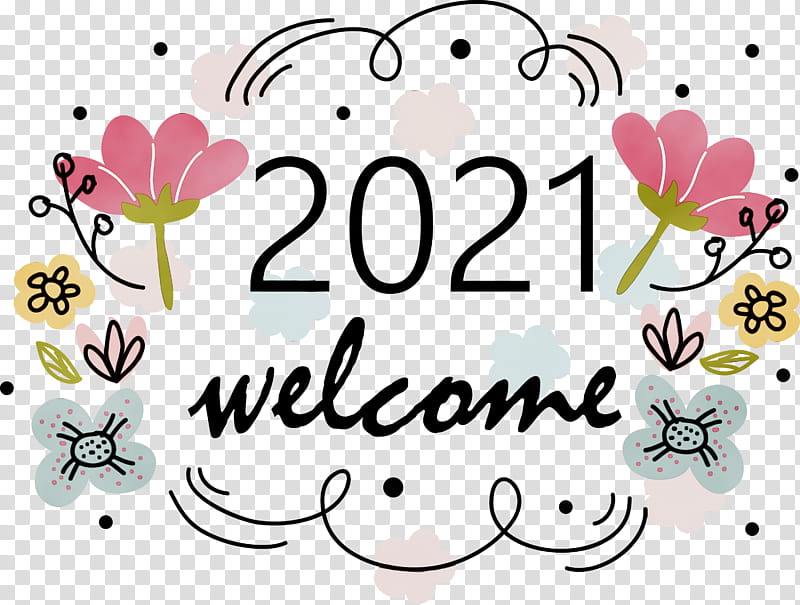 Floral design, Welcome 2021, Happy New Year 2021, Watercolor, Paint, Wet Ink, Drawing, Kpop transparent background PNG clipart