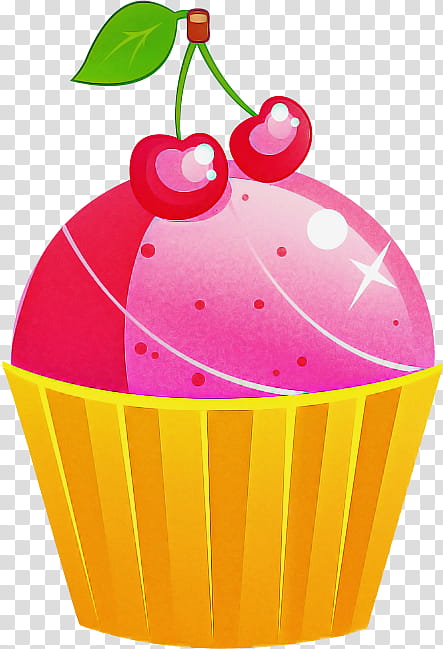 cherry pink frozen dessert food dessert, Plant, Fruit, Cupcake, Baking Cup transparent background PNG clipart