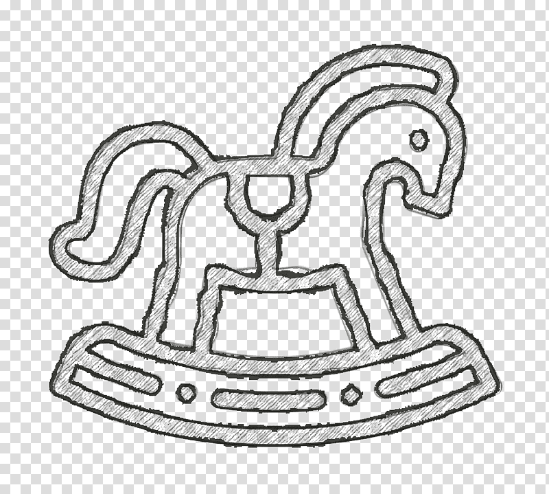 Rocking horse icon Baby icon Toy icon, Line Art, Meter, Recreation, Symbol, Black, Biology transparent background PNG clipart