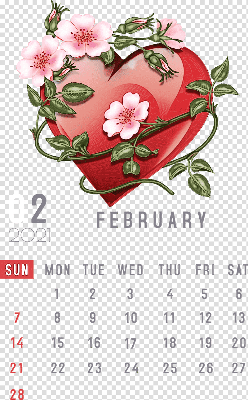 Floral design, 2021 calendar, Watercolor, Paint, Wet Ink, Flower, Rose transparent background PNG clipart