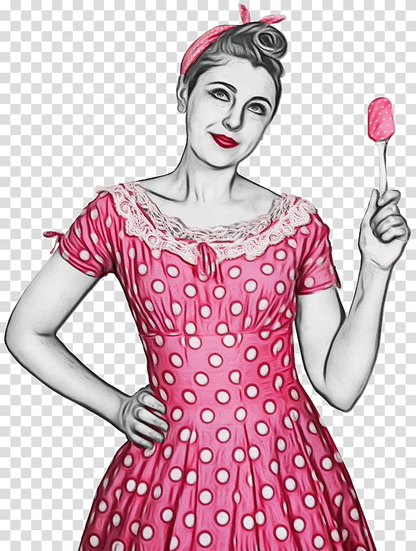 pin-up girl dress character fashion magenta telekom, Watercolor, Paint, Wet Ink, Pinup Girl, Character Created By transparent background PNG clipart