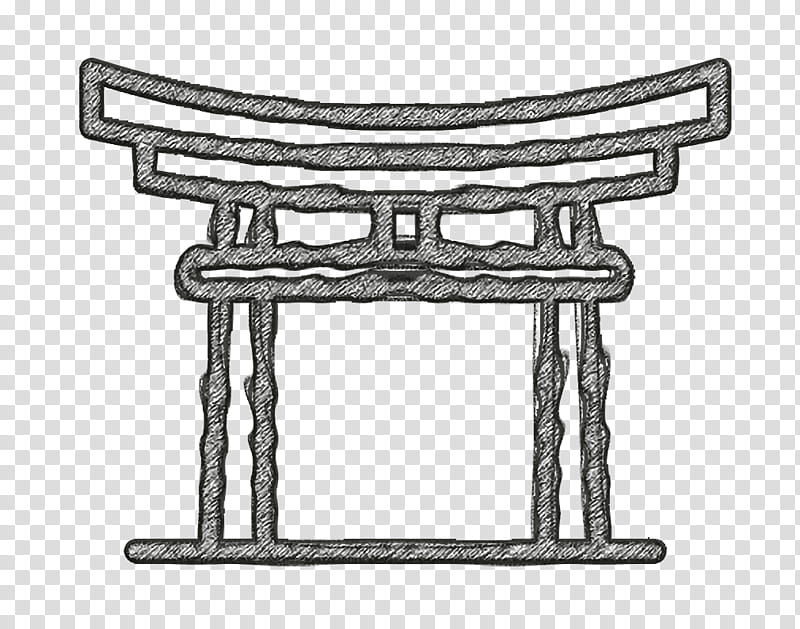 Monuments icon Japan icon Torii gate icon, Chair, Angle, Table, Line, Outdoor Table, Black And White
, Meter transparent background PNG clipart