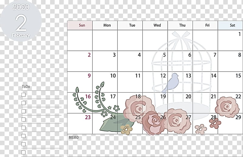 February 2020 Calendar February 2020 Printable Calendar 2020 Calendar, Text, Line, Paper transparent background PNG clipart