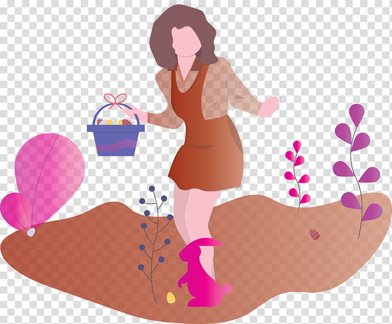 Easter egg hunt, Cartoon, Pink, Love, Gesture transparent background PNG clipart