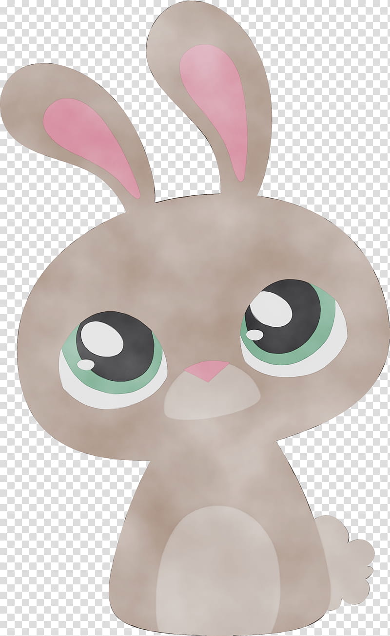 Easter Bunny, Watercolor, Paint, Wet Ink, Stuffed Toy, Plush, Figurine, Animal Figurine transparent background PNG clipart
