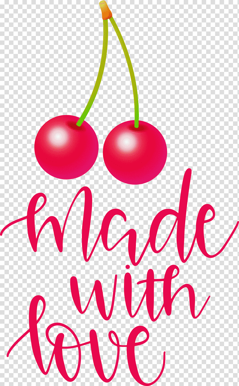 Made With Love Food Kitchen, Flower, Cherry, Christmas Ornament M, Fruit, Text, Line transparent background PNG clipart
