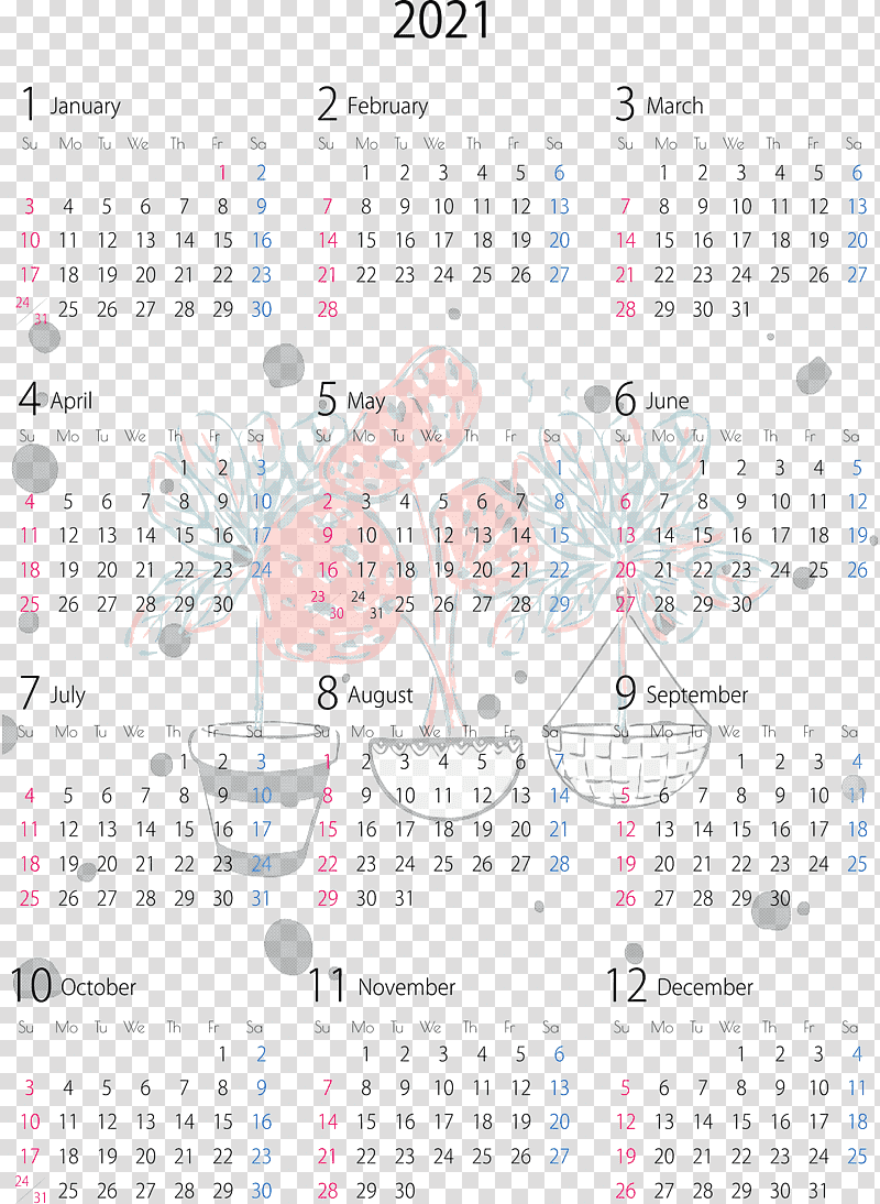 2021 Yearly Calendar, Calendar System, July, December, January, Month, Calendario Laboral transparent background PNG clipart
