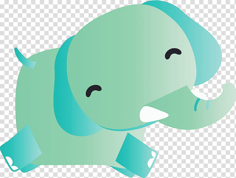 Elephant, Green, Cartoon, Turquoise, Snout, Manatee transparent background PNG clipart