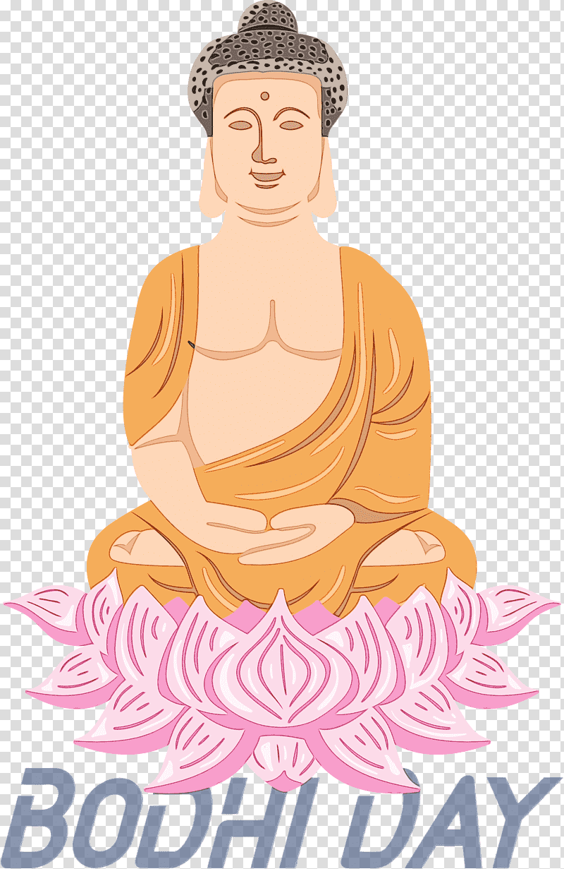 gautama buddha meditation sitting kneeling zen, Bodhi Day, Watercolor, Paint, Wet Ink, Statue, Happiness transparent background PNG clipart