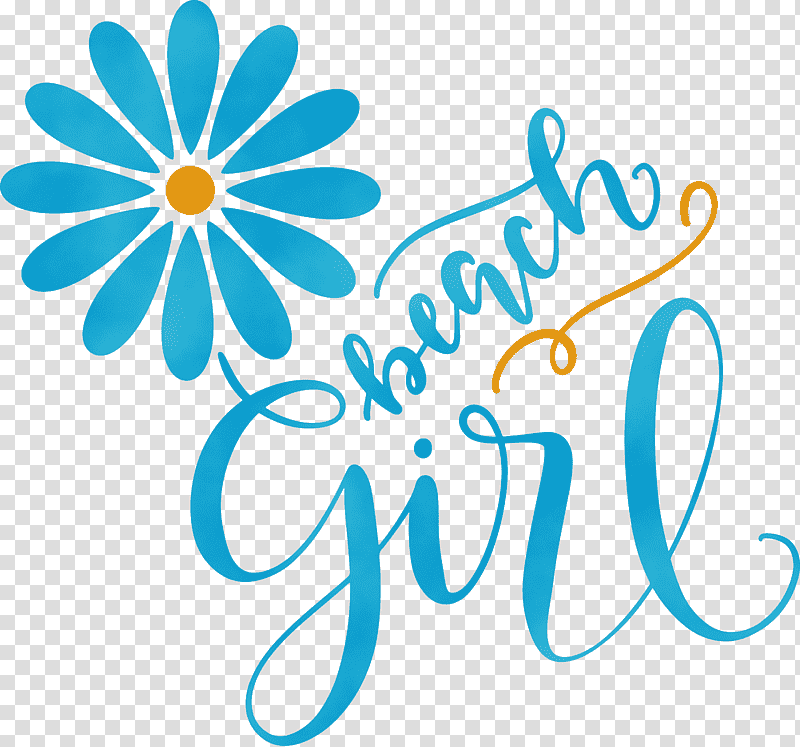 logo flower text yellow petal, Beach Girl, Summer
, Watercolor, Paint, Wet Ink, Line transparent background PNG clipart