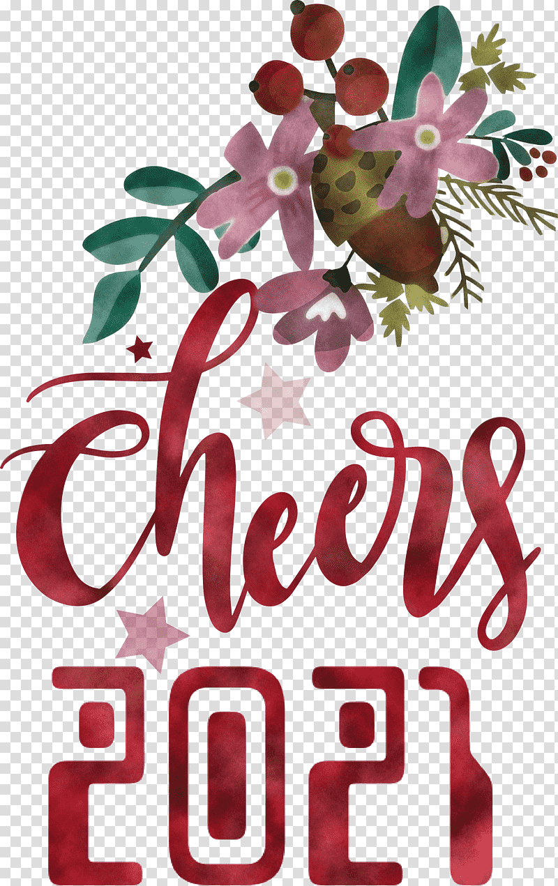 Cheers 2021 New Year Cheers.2021 New Year, Free, Floral Design, Silhouette, Text, Pixlr transparent background PNG clipart
