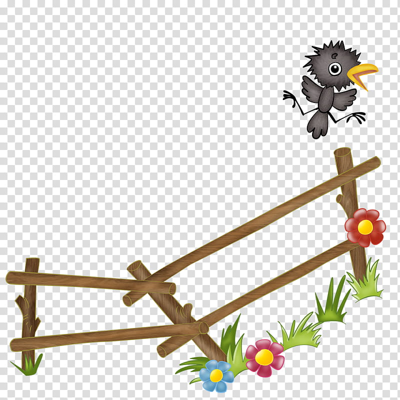 Fence, Crow, American Crow, Common Raven, Largebilled Crow, Drawing, Crows, Flower transparent background PNG clipart