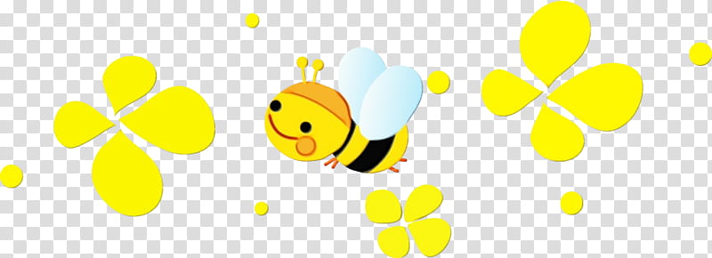 honey bee insect smiley yellow bees, Watercolor, Paint, Wet Ink, Happiness, Line, Petal, Computer transparent background PNG clipart