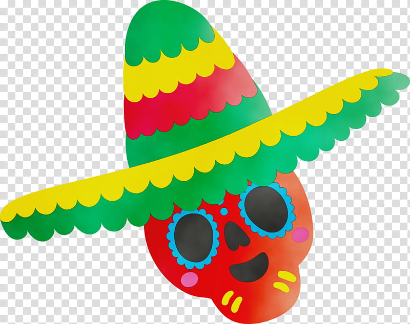 Party hat, Mexico Elements, Watercolor, Paint, Wet Ink, Sombrero transparent background PNG clipart