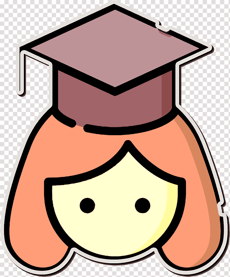 Happiness icon Graduate icon Girl icon, Cartoon, Meter, Line, Headgear, Mathematics, Geometry transparent background PNG clipart