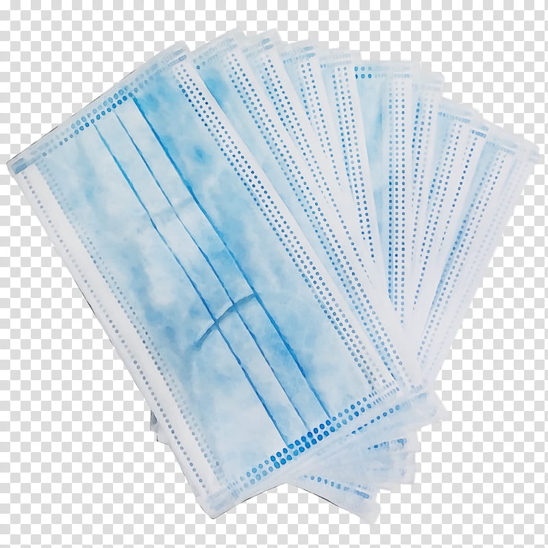 blue turquoise aqua handkerchief plastic, Surgical Mask, Medical Mask, Face Mask, CoronavirusCorona, Watercolor, Paint, Wet Ink transparent background PNG clipart