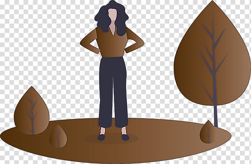 fashion girl, Brown, Cartoon, Tree, Table, Furniture, Animation transparent background PNG clipart