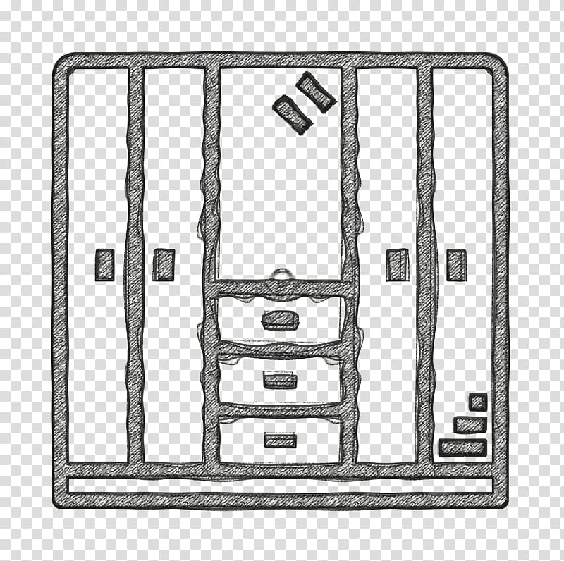 Cupboard icon Home Equipment icon Wardrobe icon, Line Art, Rectangle transparent background PNG clipart