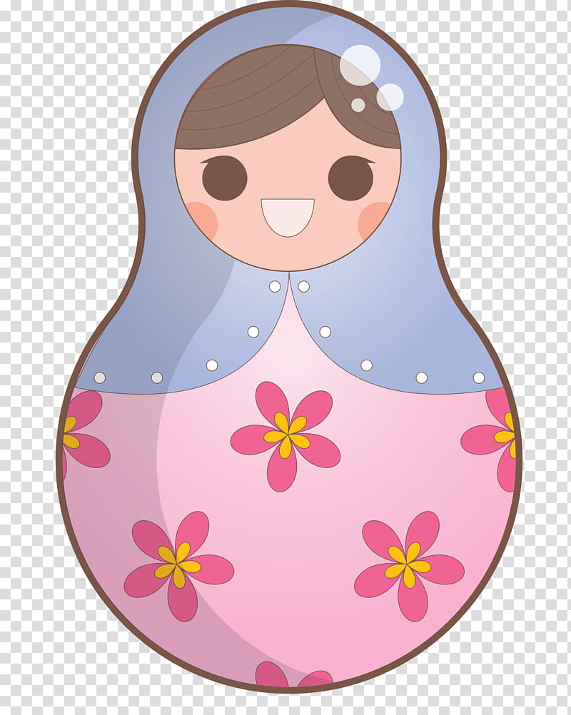 Colorful Russian Doll, Cartoon, Pink M, Silhouette, Flower transparent background PNG clipart