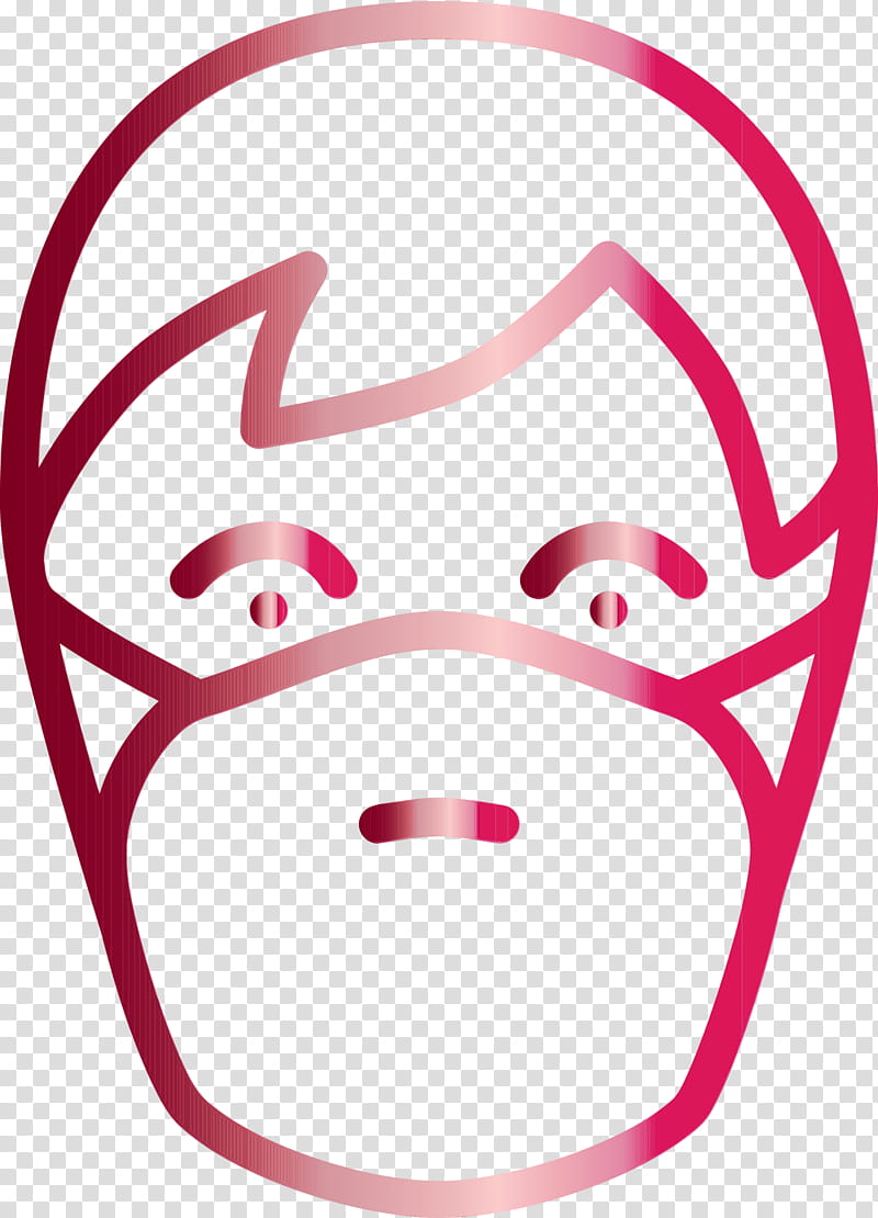 face head nose pink cheek, Man With Medical Mask, Corona Virus Disease, Watercolor, Paint, Wet Ink, Mouth, Smile transparent background PNG clipart