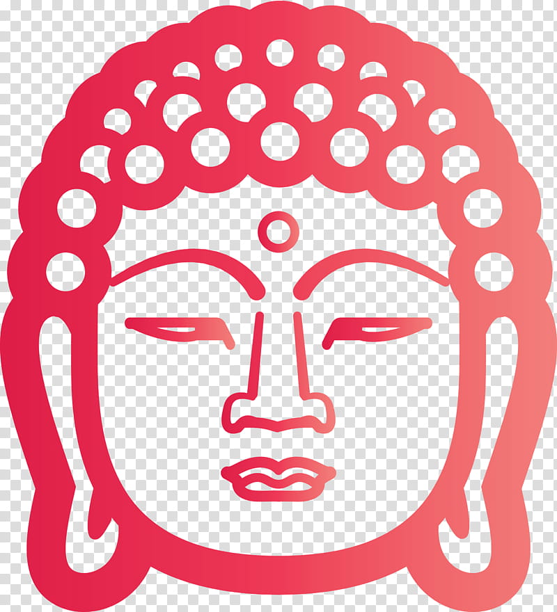 Buddha, Face, Head, Cheek, Pink, Line Art, Circle, Sticker transparent background PNG clipart