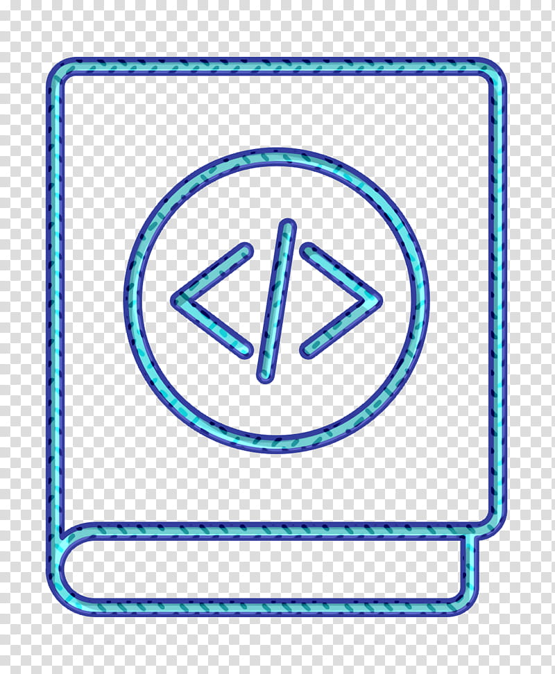 Coding icon Book icon, Line, Sign, Rectangle, Electric Blue, Symbol transparent background PNG clipart