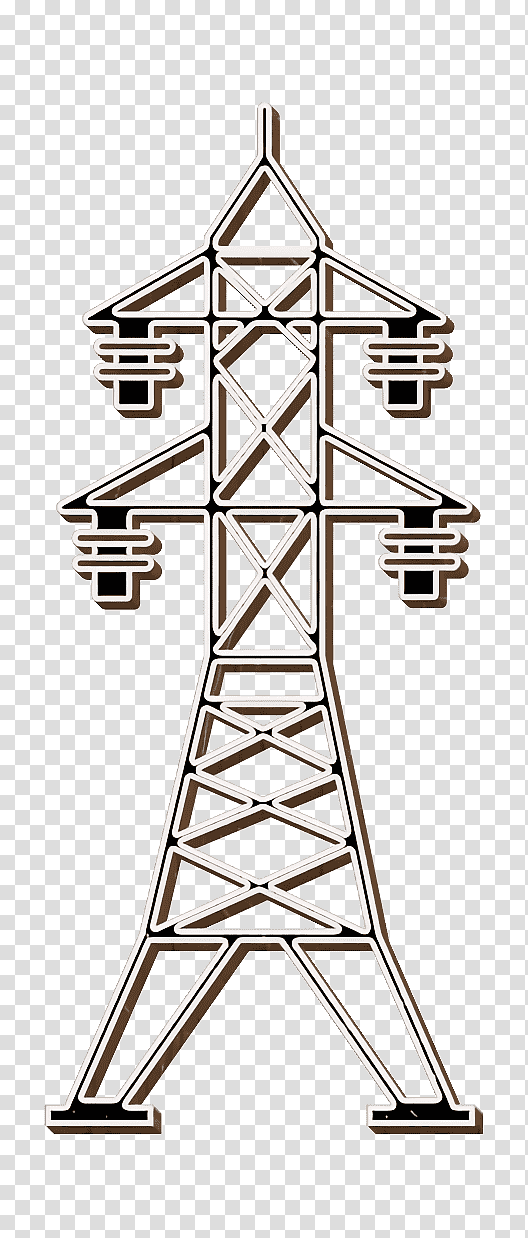 Power line with four insulators icon Tower icon social icon, Energy Icons Icon, Angle, Symbol, Geometry, Mathematics transparent background PNG clipart