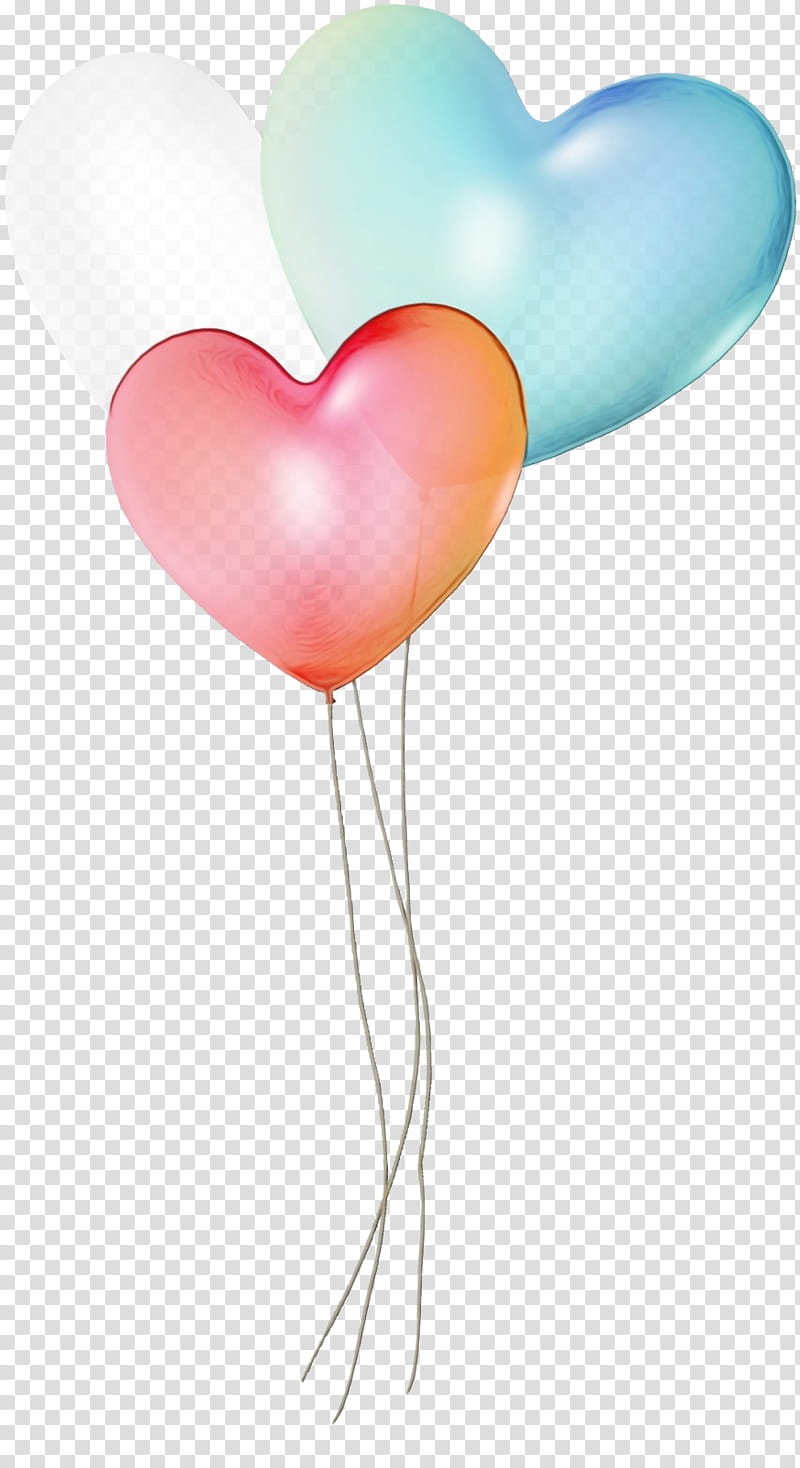 balloon heart party supply love heart, Watercolor, Paint, Wet Ink transparent background PNG clipart