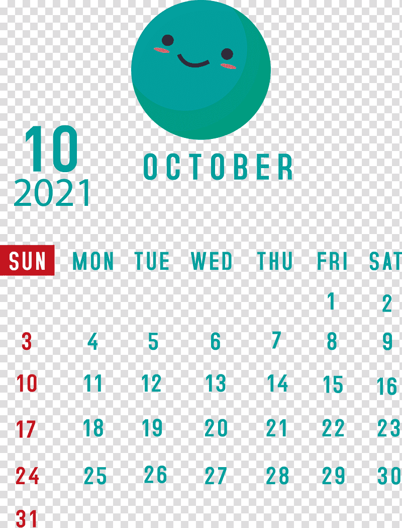October 2021 Printable Calendar October 2021 Calendar, Htc Hero, Logo, Aqua M, Green, Meter, Line transparent background PNG clipart