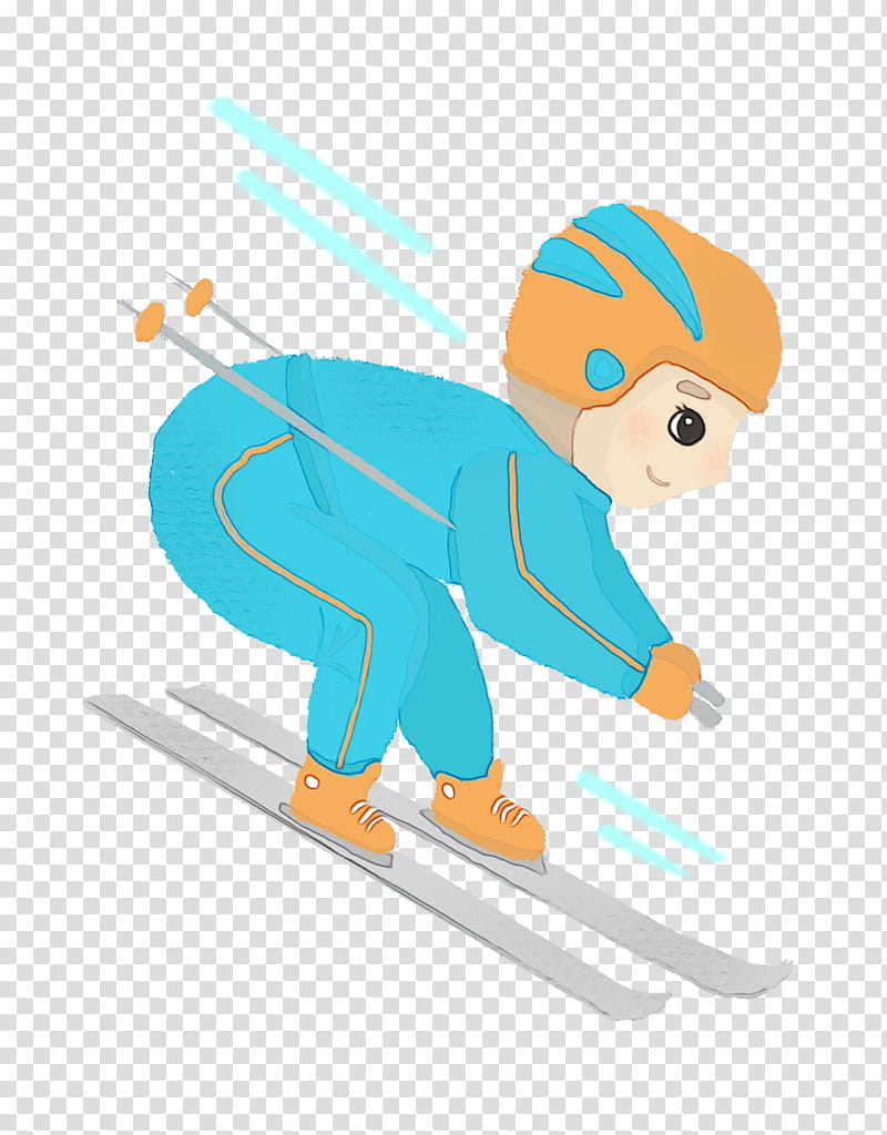 skier cartoon ski recreation skiing, Watercolor, Paint, Wet Ink, Winter Sport, Snowboard, Individual Sports transparent background PNG clipart