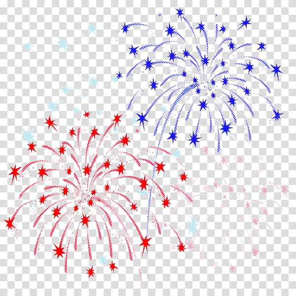 red and blue firework clipart