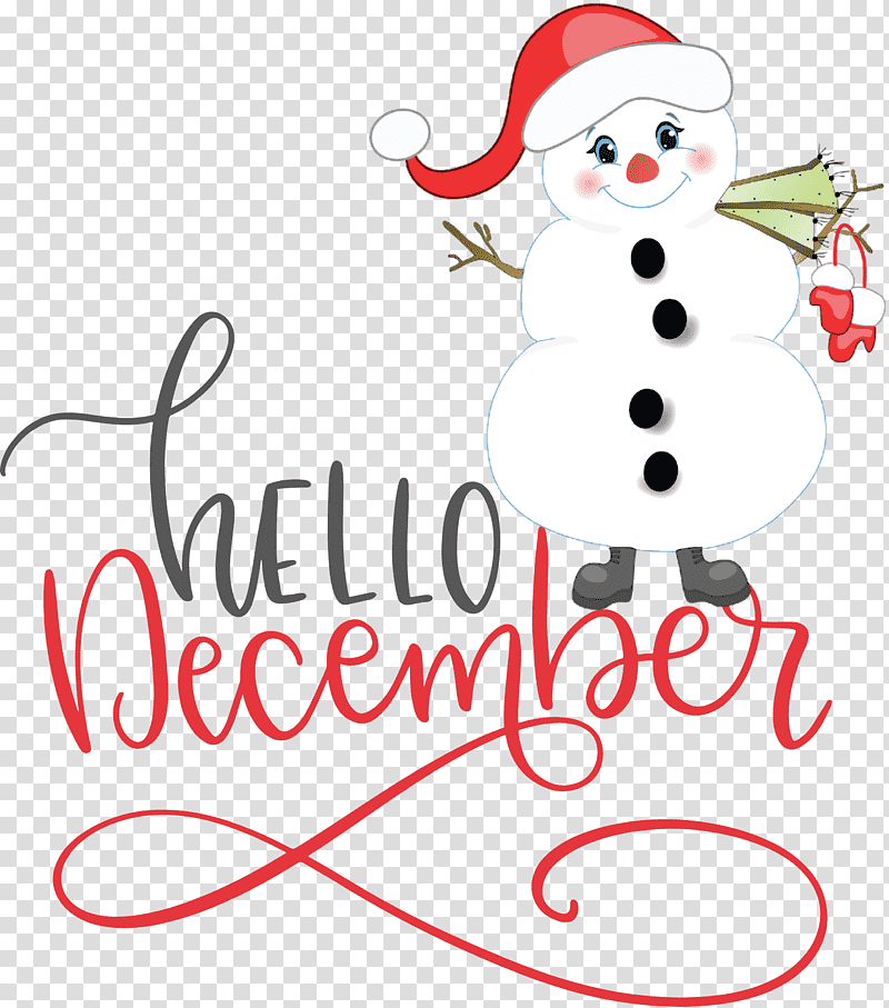 Hello December Winter December, Winter
, Christmas Day, Holiday Ornament, Christmas Tree, Christmas Ornament M, Santa Clausm transparent background PNG clipart