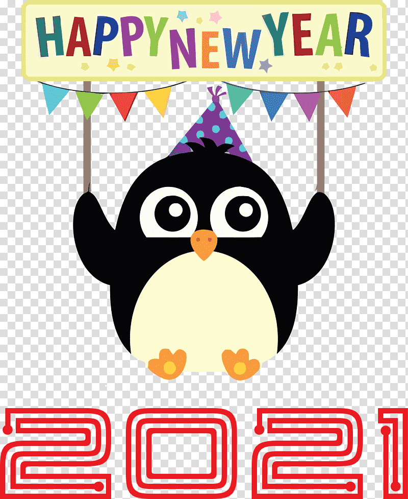 2021 Happy New Year 2021 New Year Happy 2021 New Year, Penguins, Royaltyfree transparent background PNG clipart